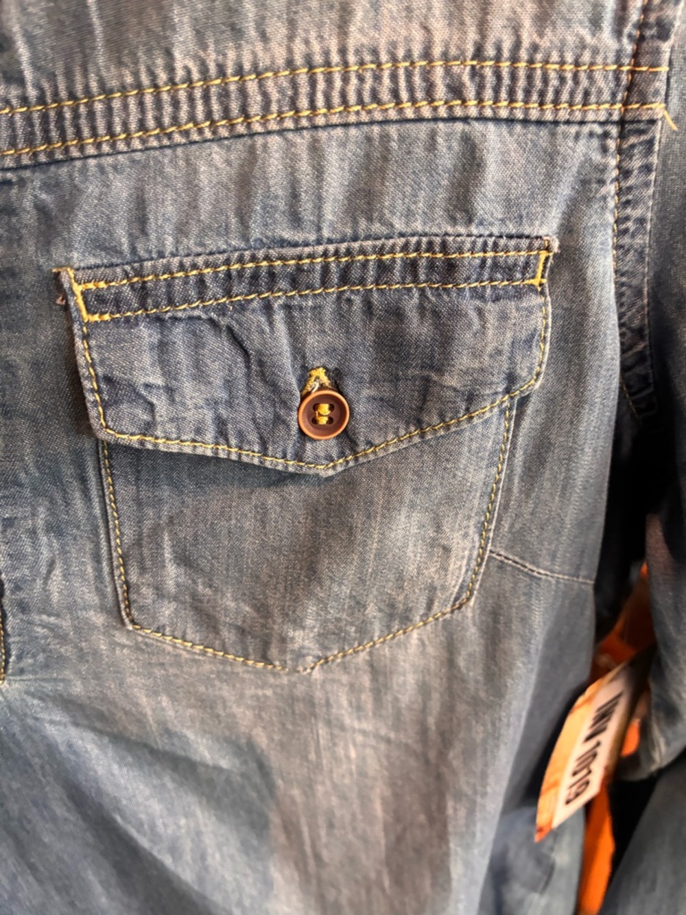 Lace-Up Light Denim Tunic Top - Picture 5 of 6